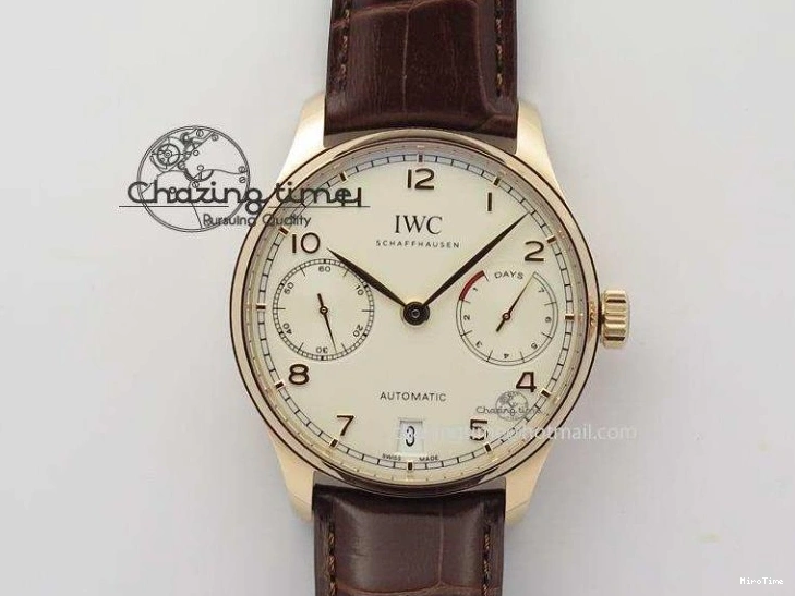 MIROTIME 0406 Thermal Portuguese Real PR Real Annual Calendar IW503501 RG ZF 1:1 Best Edition White Dial on Black Leather Strap A 7150